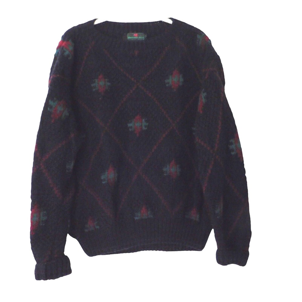 Vintage Abercrombie & Fitch Sweater Men's Large Blue Chunky Cable Knit‎ Wool 90s - Picture 5 of 5